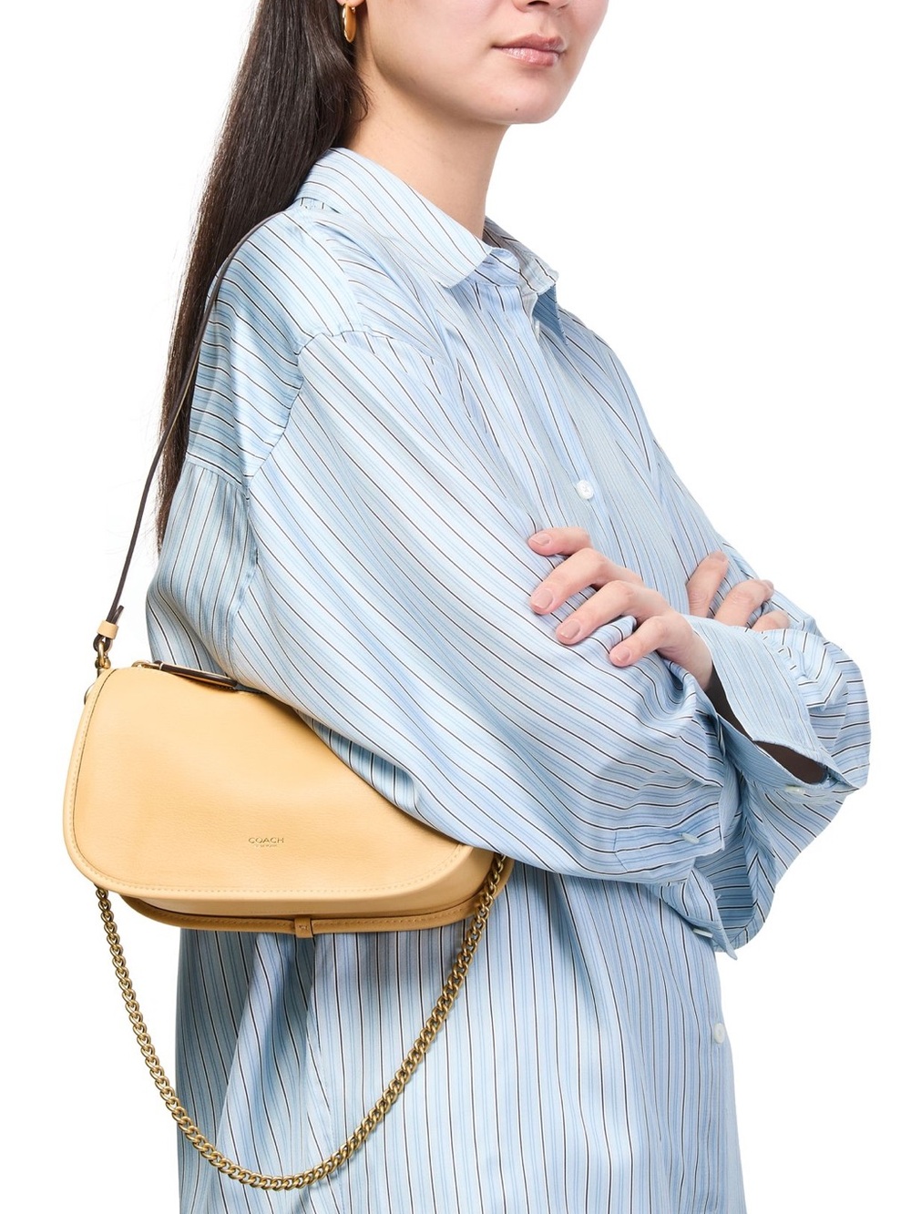 Coach Waverly shoulder bag in vanilla Pebbled Leather with 2 straps + Chain Trim - Picture 3 of 9